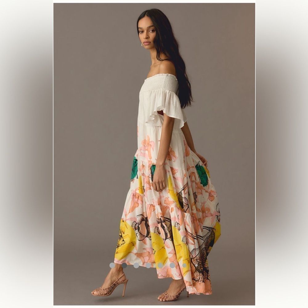 Maeve Anthropologie Pia Binazzi Tiered Off-The-Shoulder Dress